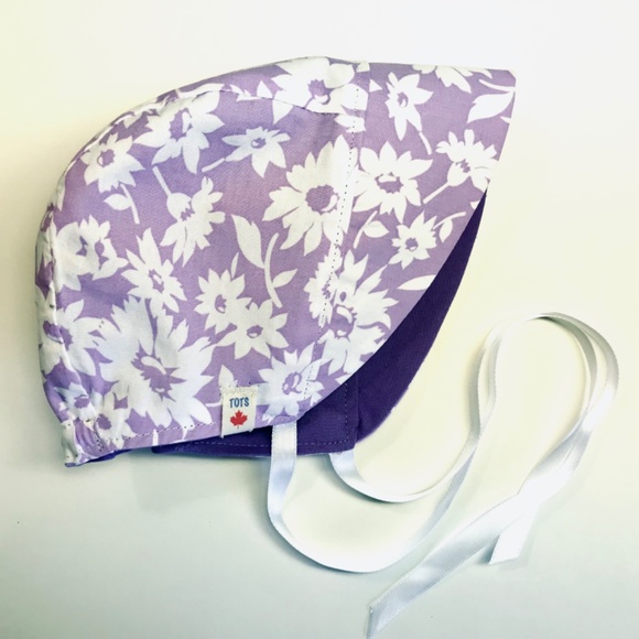 Cotton Baby Bonnet, Fine Designer Print, Reversible - Picture 2 of 6